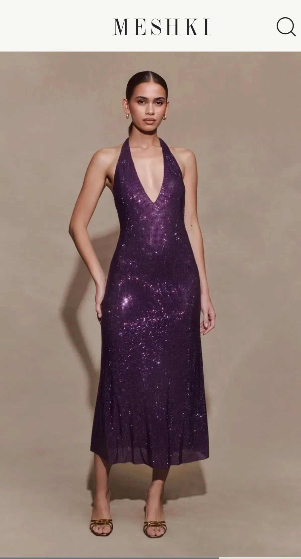 Meshki Genie Diamante Halter Midi Dress - Purple - Image 4