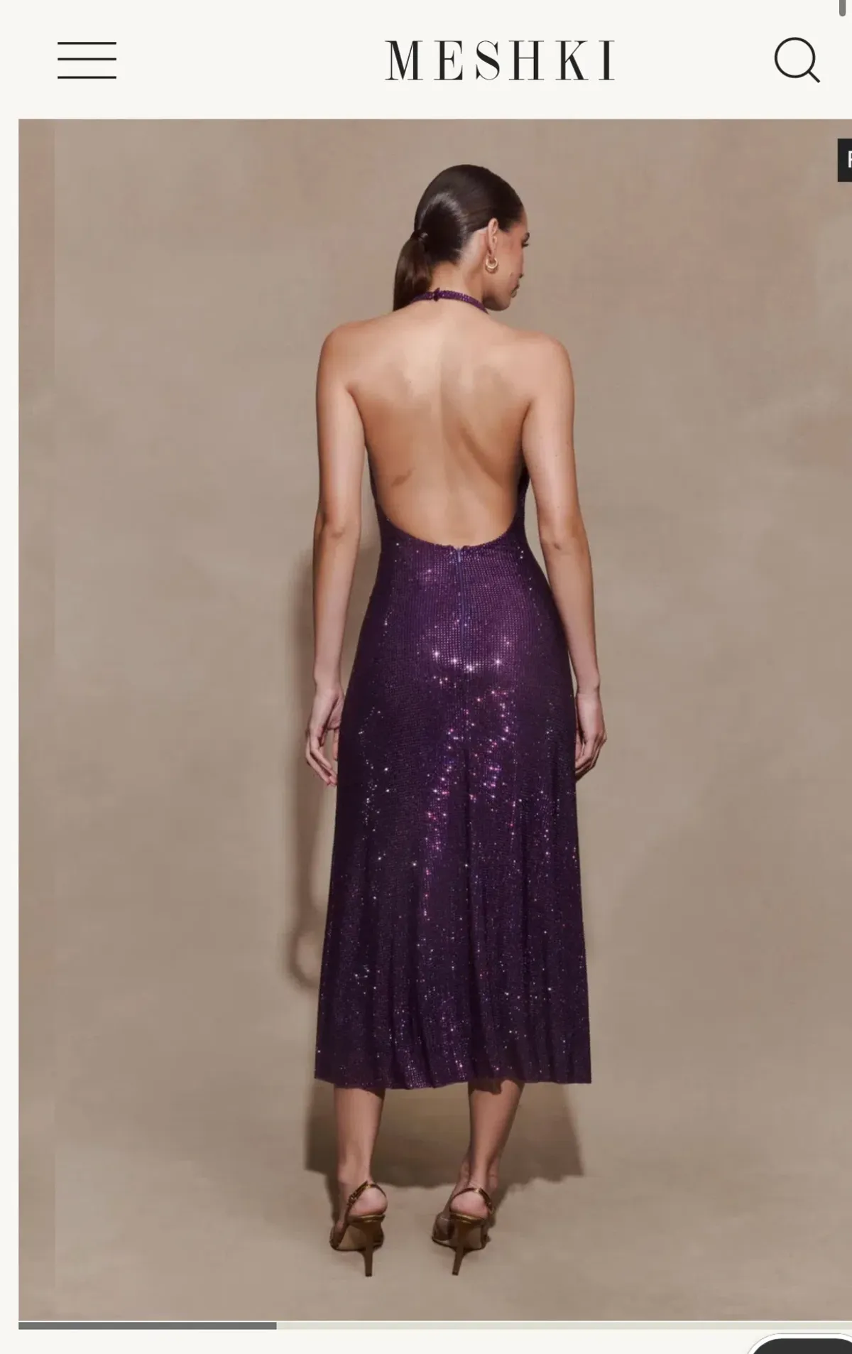 Meshki Genie Diamante Halter Midi Dress - Purple - Image 2