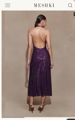 Meshki Genie Diamante Halter Midi Dress - Purple for rent on The Volte - image 2