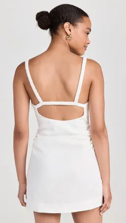 SIR Primrose Ruched Linen Mini Dress In Ivory White | Size 2 AU 10 UK 10 US 6 for rent on The Volte - image 3