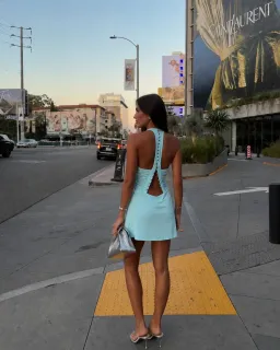 Solamusa Angelina Mini Dress in Size Small Aqua for rent on The Volte - image 12