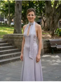 Peter Morrissey Maxi full skirts silver silk size 0 true size between australian 6-8 for rent on The Volte - image 2