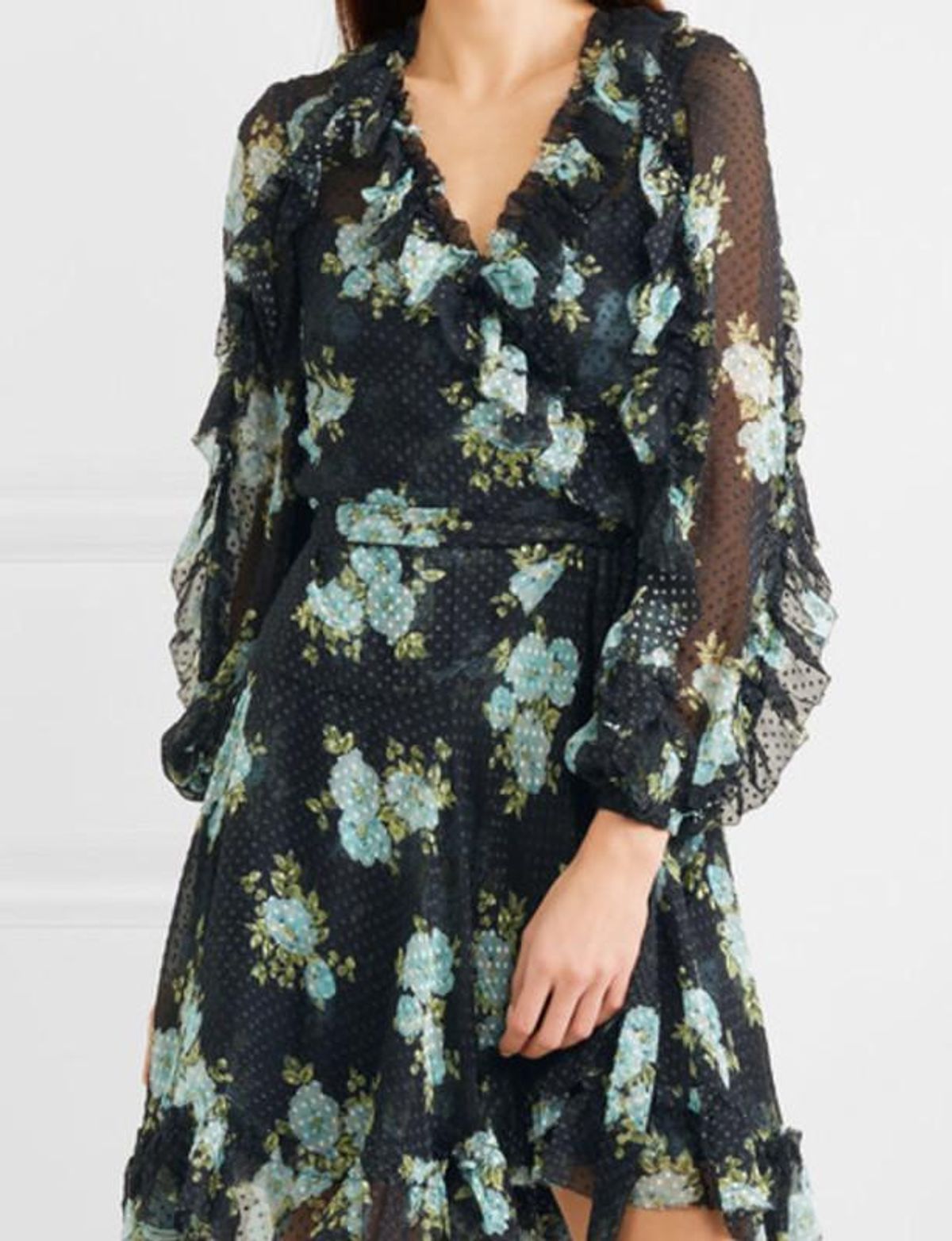 Zimmermann Whitewave Ruffle Wrap Dress Navy Poppy Floral Size 1 / AU 10 - Image 3