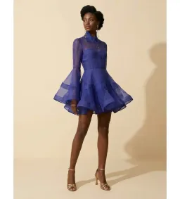 Zimmermann Clash Lantern Mini Dress in Electric Blue Size 0/AU8 for rent on The Volte - image 1