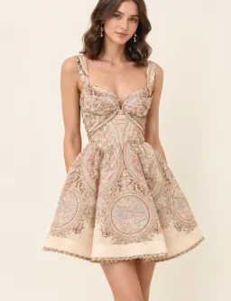 Zimmermann Ascent Drape Mini Dress in Cream Celestial Size 0/AU8 for rent on The Volte - image 1