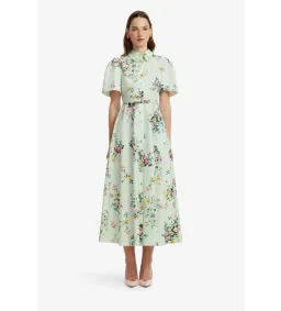 Leo Lin Bianca Short Sleeve Midi Dress in Posy Print in Mint Size AU12 for rent on The Volte - image 1