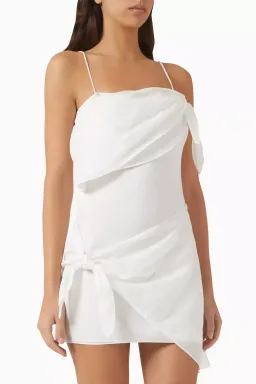 SIR Rosalia Wrap Mini Dress in White Ivory | Size 2 AU 10 UK 10 US 6 for rent on The Volte - image 1
