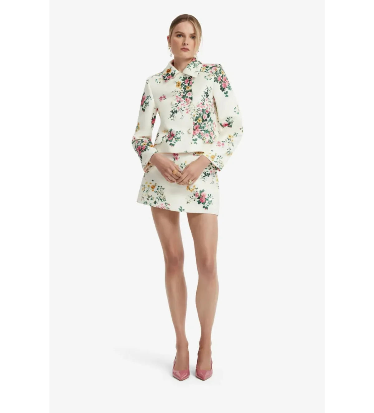 Leo Lin Louisa Louisa Jacket and Nori Mini Skort Set in Posy Print Snow Size AU12 - Image 1