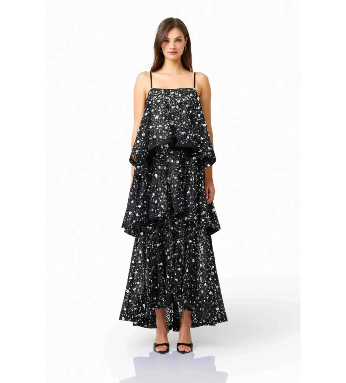 Elliatt Auielle Tiered Maxi Dress in Black Size S/AU8 - Image 1