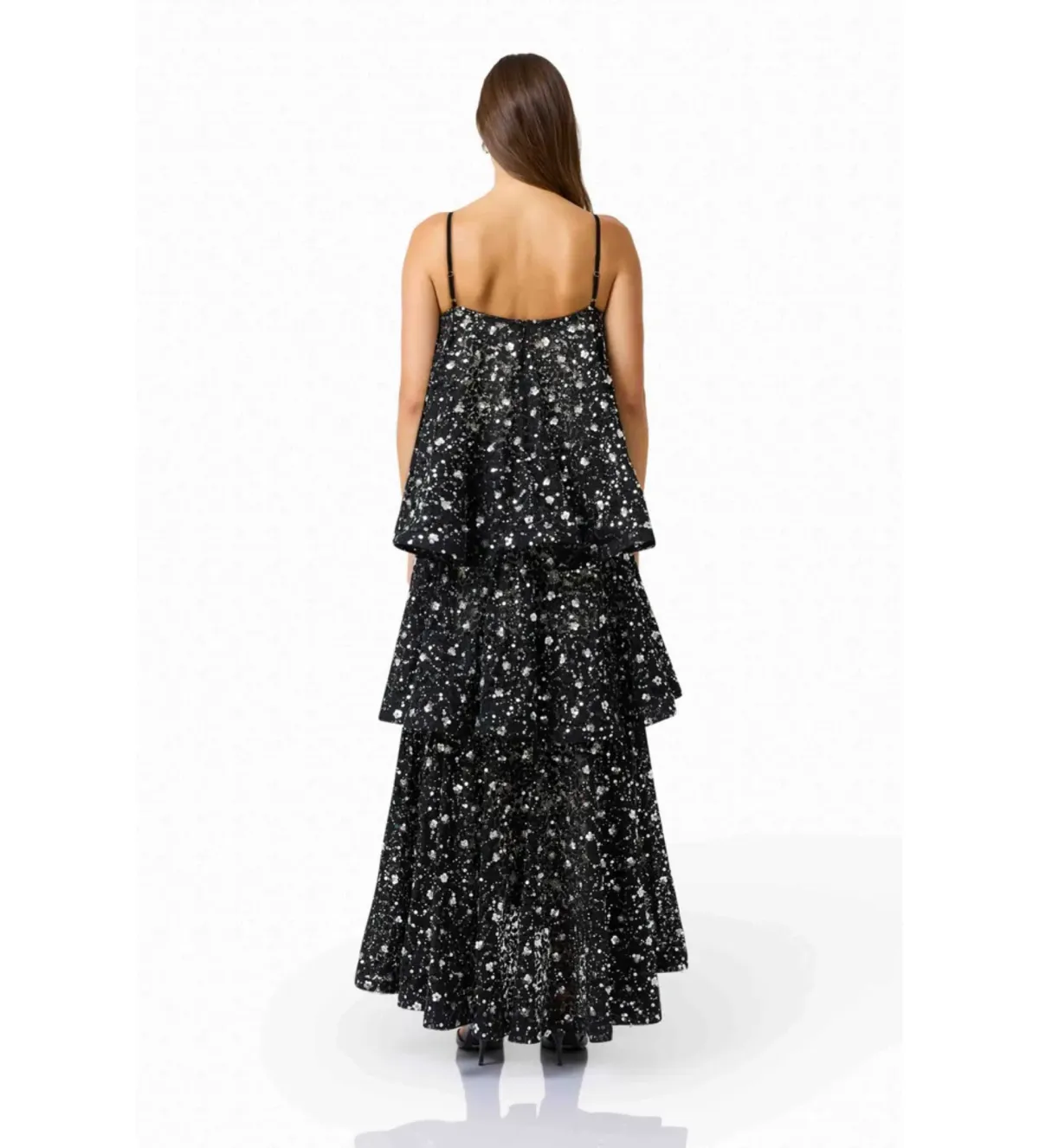 Elliatt Auielle Tiered Maxi Dress in Black Size L/AU12 - Image 4
