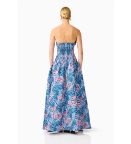 Elliatt Antheris A-Line Gown in Blue & Pink Floral Size S/AU8 for rent on The Volte - image 3