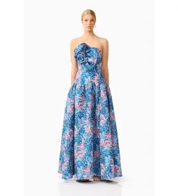 Elliatt Antheris A-Line Gown in Blue & Pink Floral Size S/AU8 for rent on The Volte - image 1