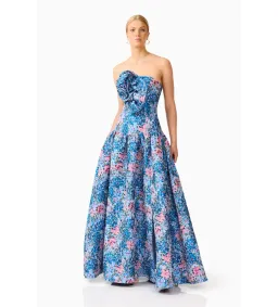 Elliatt Antheris A-Line Gown in Blue & Pink Floral Size L/AU12 for rent on The Volte - image 2