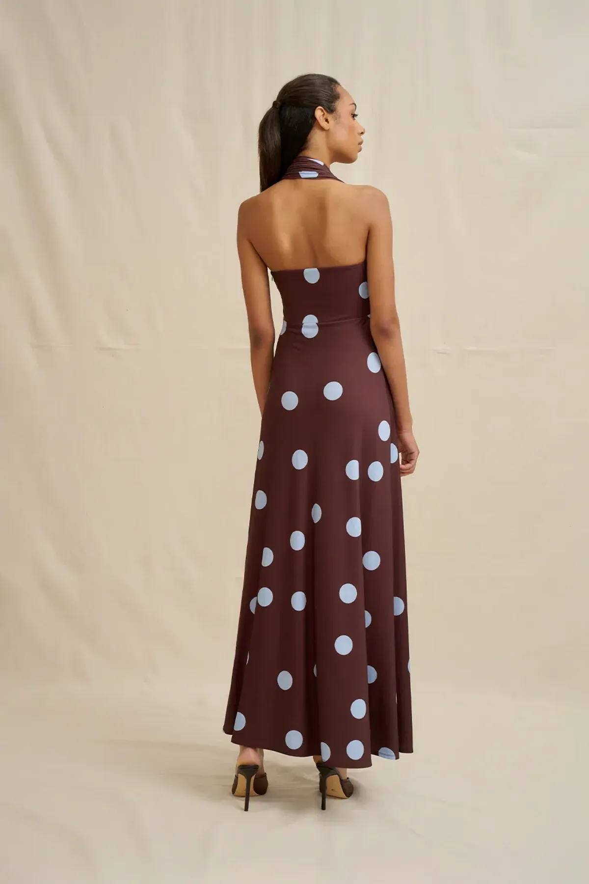 By Johnny Paloma Polka Ankle Dress in Blue Brown Spot size 12 - Image 4