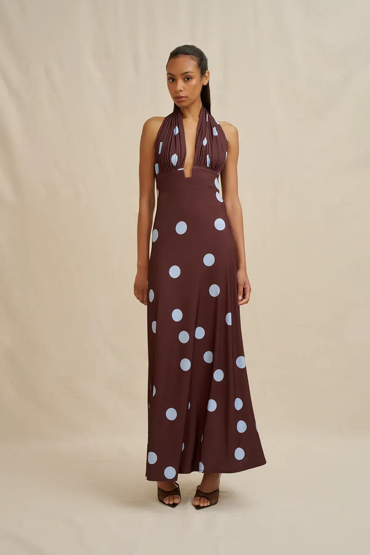 By Johnny Paloma Polka Ankle Dress in Blue Brown Spot size 12 - Image 5