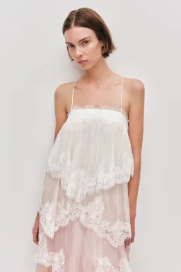  Brand New🩷 Aje Ophelia Lace Gown Size 12 in Multi Pink & Ivory 🩷 for rent on The Volte - image 4
