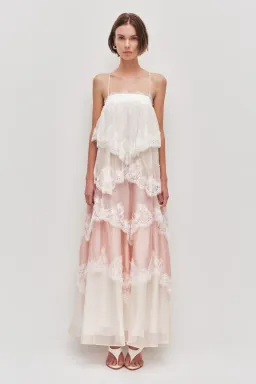  Brand New🩷 Aje Ophelia Lace Gown Size 12 in Multi Pink & Ivory 🩷 for rent on The Volte - image 3