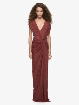 Bec and Bridge Leia Drape Maxi Dress in Rust Size AU 6 for rent on The Volte - image 4