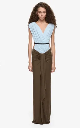 Bec & Bridge Anaya V Maxi Dress Blue & Latte size 8 for rent on The Volte - image 1