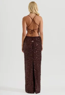 SYDNEY LANE CRYSTAL QUARTZ DRAPED TOP & MAXI SKIRT. SIZE S (6-8 AU) for rent on The Volte - image 4