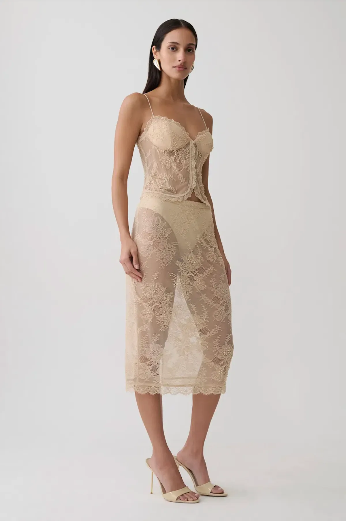 MESHKI Marcelle Lace Top & Midi Skirt. Size S (8 AU) - Image 5