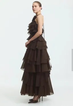 Aje villa gown size 14 chocolate brown  for rent on The Volte - image 2