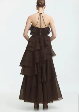 Aje villa gown size 14 chocolate brown  for rent on The Volte - image 3