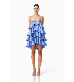 Elliatt Poselia Tiered Mini Dress in Slate Blue Size S/AU8 for rent on The Volte - image 2