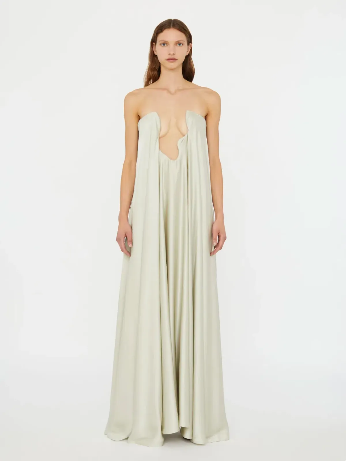 Christopher Esber Putty Textured Silk Salacia Strapless Gown. Size 8 AU - Image 1