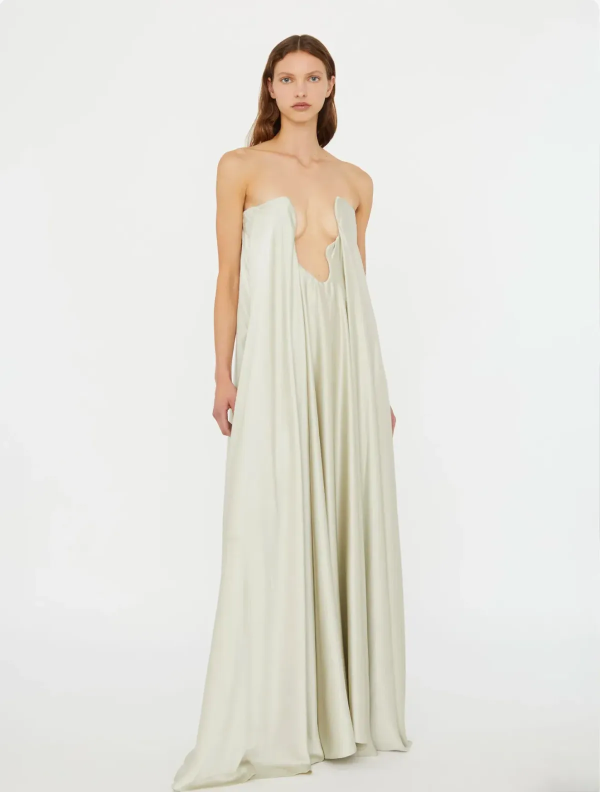 Christopher Esber Putty Textured Silk Salacia Strapless Gown. Size 8 AU - Image 3