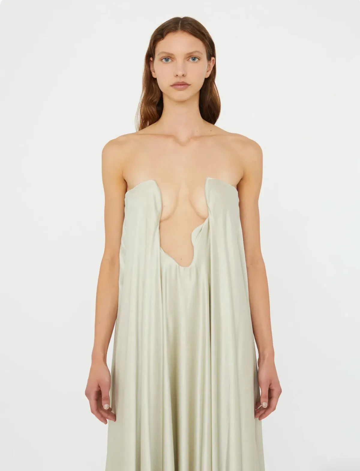 Christopher Esber Putty Textured Silk Salacia Strapless Gown. Size 8 AU - Image 4