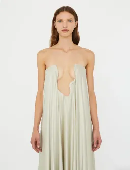 Christopher Esber Putty Textured Silk Salacia Strapless Gown. Size 8 AU for rent on The Volte - image 4