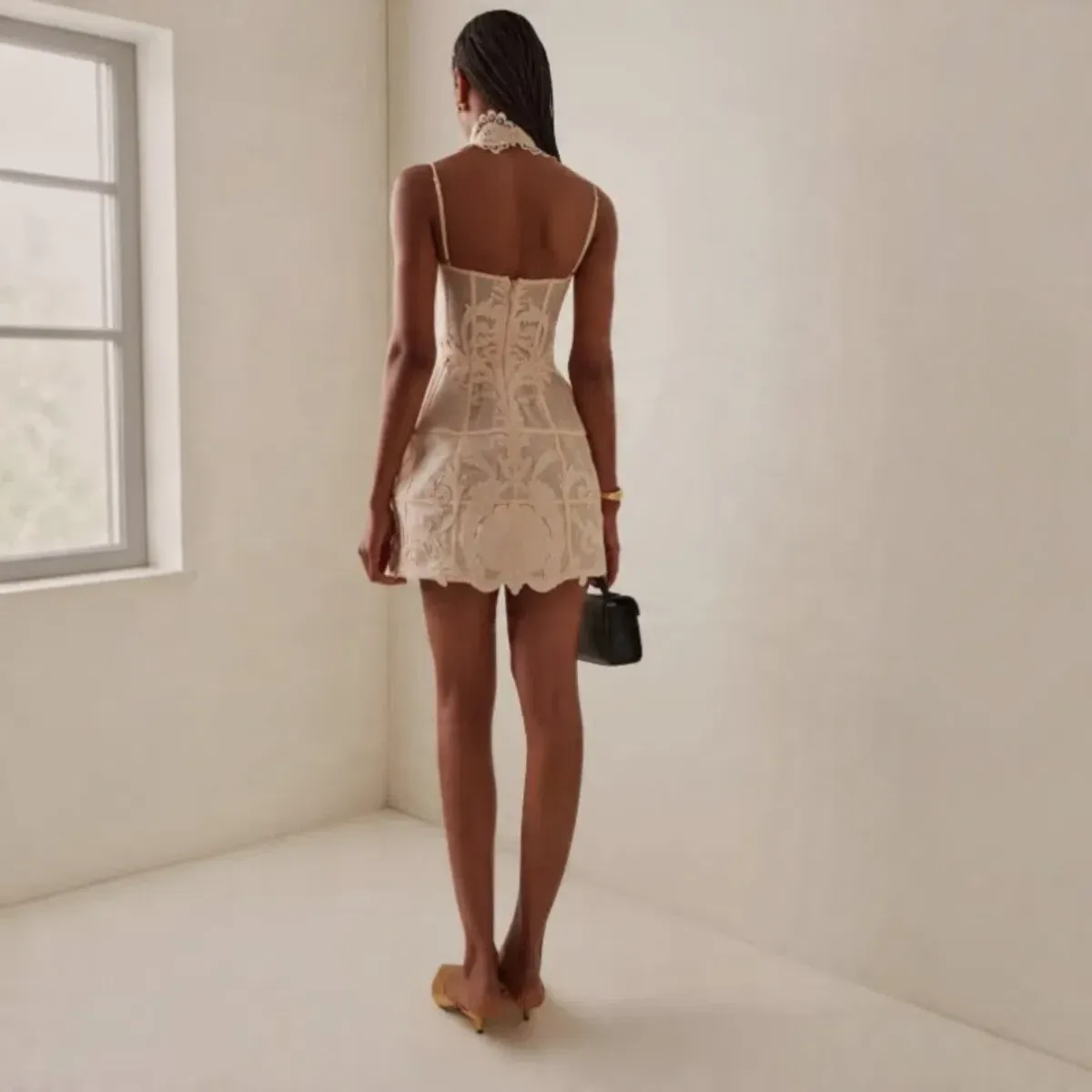 Zimmermann Rebellion Filigree Mini Dress Cream 1 / AU 10 - Image 3