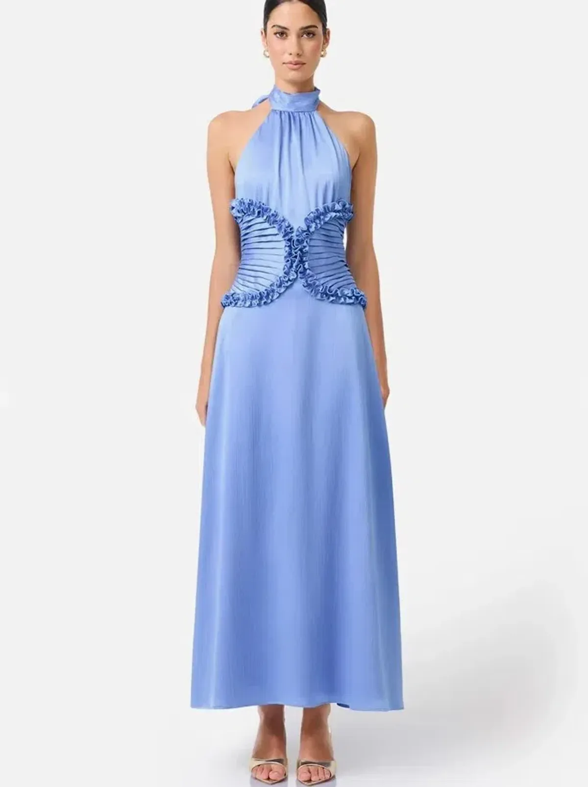 Elliatt Poselia Halter Midi Dress in Slate Blue Size 6 - Image 1