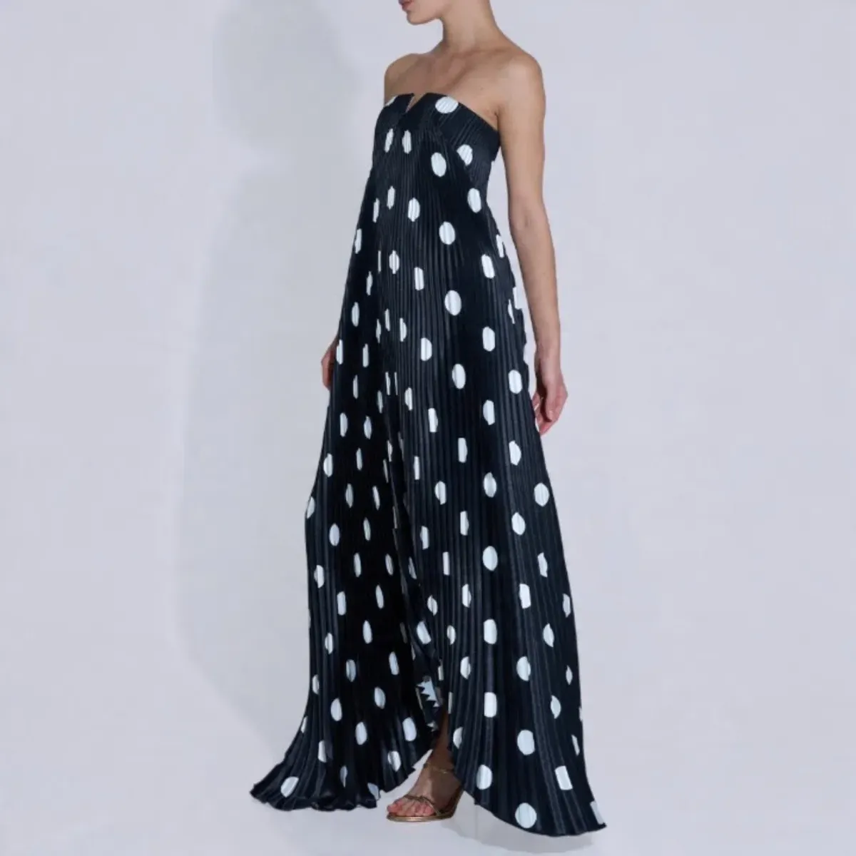 L'idee Black Tie Gown Polka Noir Size 10 - Image 3