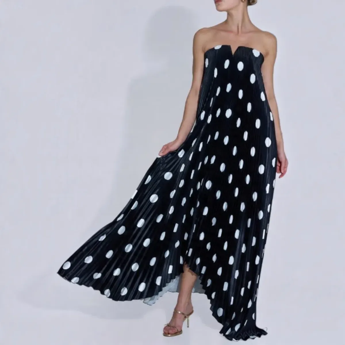 L'idee Black Tie Gown Polka Noir Size 10 - Image 4