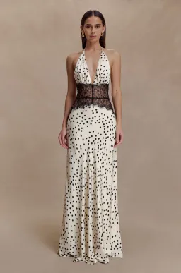 Meshki Dinah Lace And Satin Maxi Dress - Black and White Polkadot, Size XS for rent on The Volte - image 2