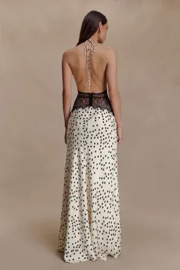 Meshki Dinah Lace And Satin Maxi Dress - Black and White Polkadot, Size XS for rent on The Volte - image 4