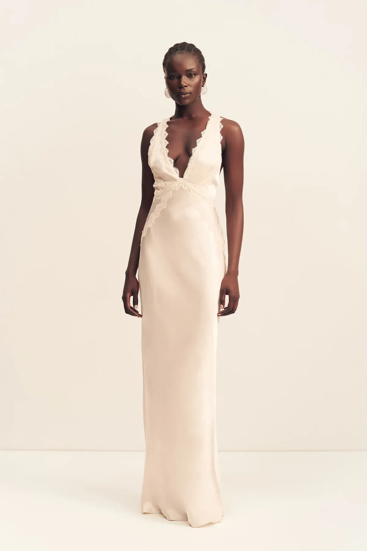 Shona Joy La Lune Lace Cross Back Maxi Dress - Cream, Size 6 - Image 1
