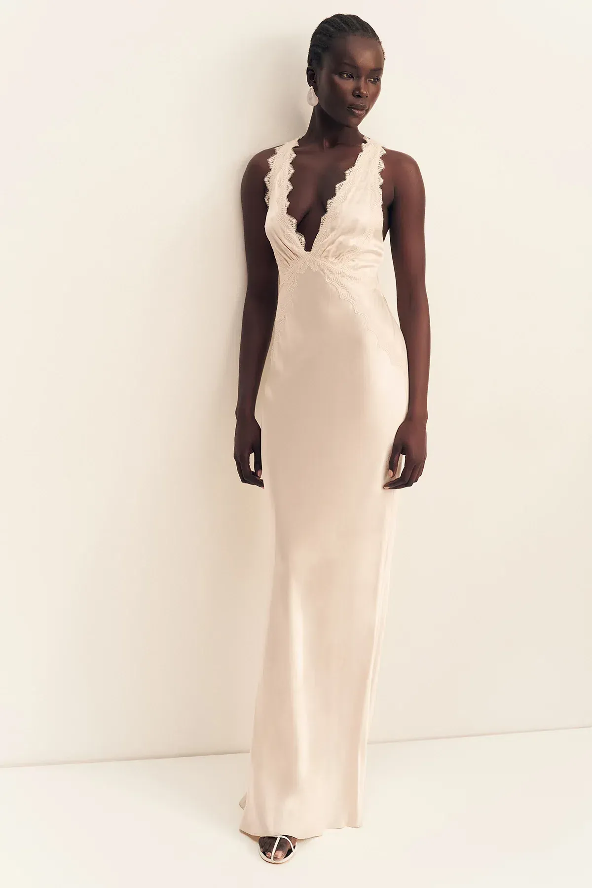 Shona Joy La Lune Lace Cross Back Maxi Dress - Cream, Size 6 - Image 2