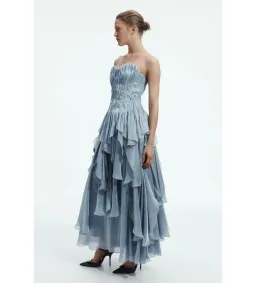 Aje Gleam Gown in Mettalic Blue Size AU10 for rent on The Volte - image 2