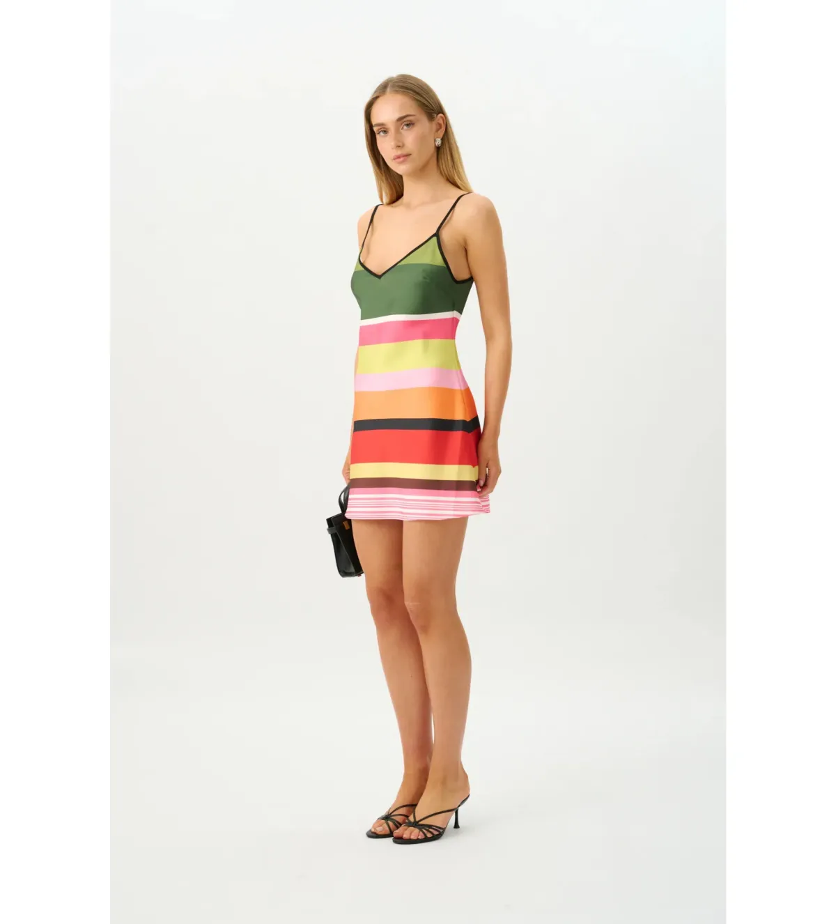 With Harper Lu Bias Mini Dress in Emerald Stripe Size M/AU10 - Image 2