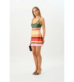 With Harper Lu Bias Mini Dress in Emerald Stripe Size M/AU10 for rent on The Volte - image 2