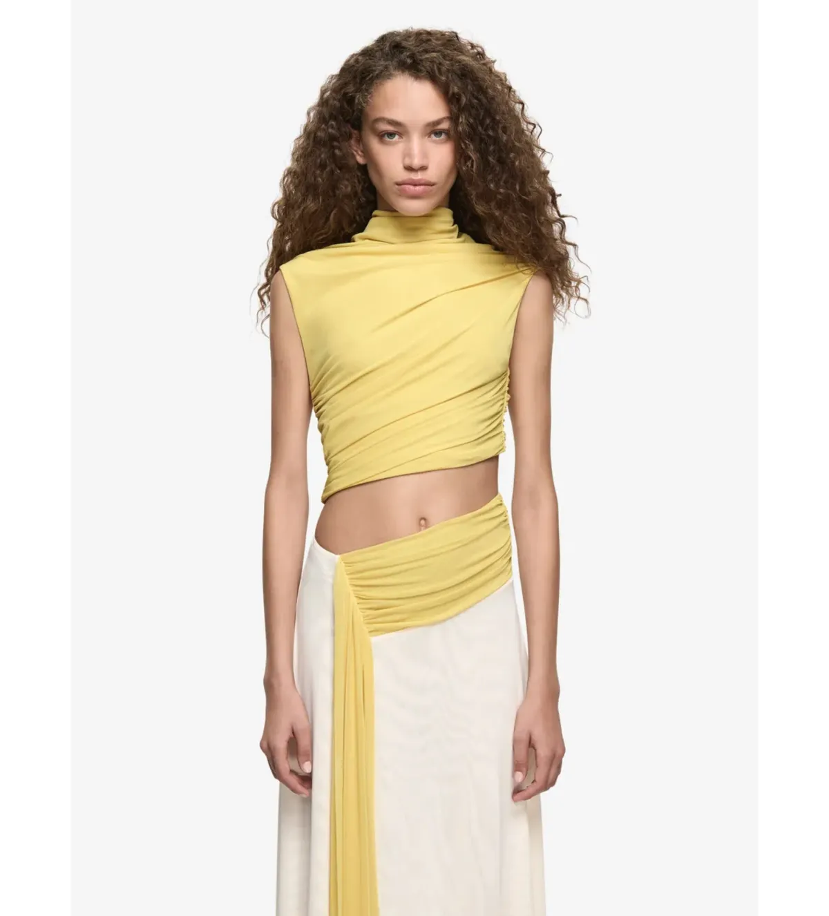 Bec and Bridge Conni Asym Midi Dress in Citron Butter Cream Size AU8 - Image 3