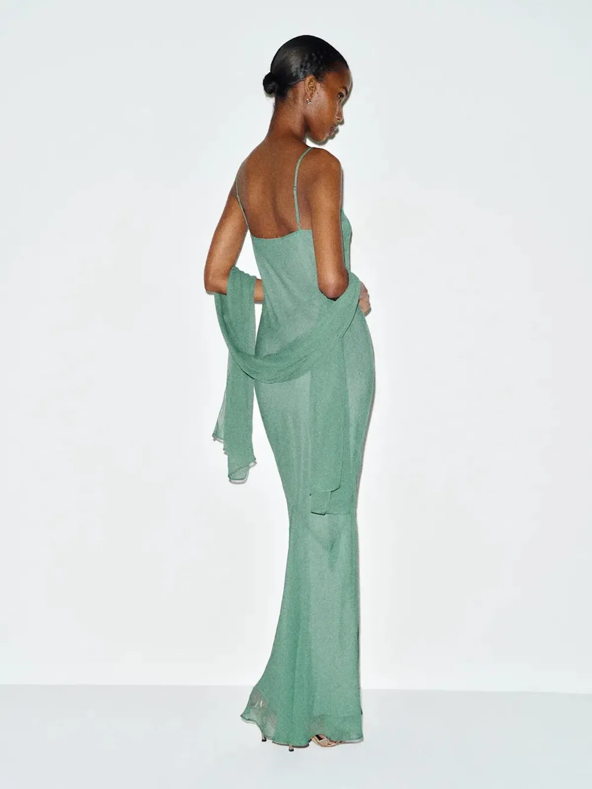 Reformation Rida Silk Chiffon Dress Sage Green Size XS - Image 4