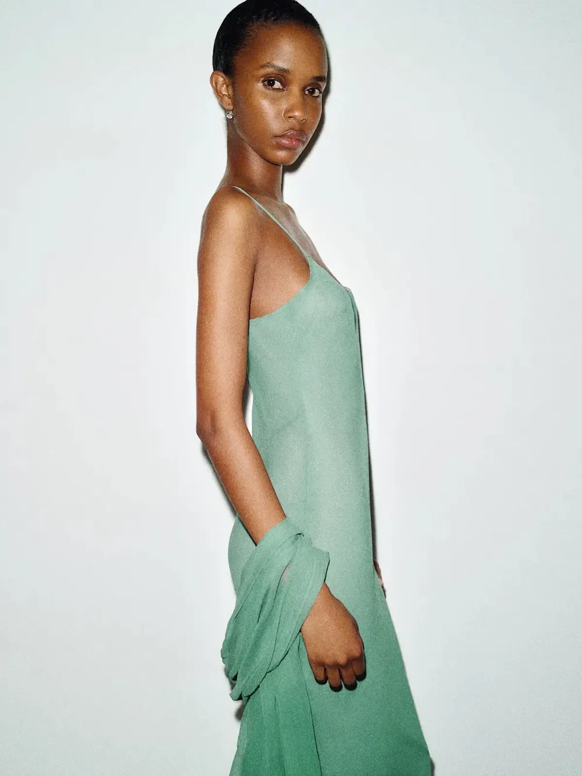 Reformation Rida Silk Chiffon Dress Sage Green Size XS - Image 6