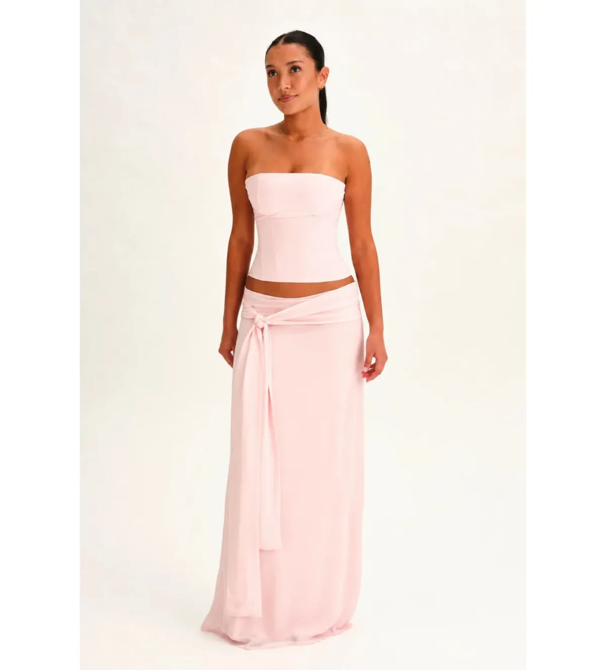 Sabelle Charlotte Corset Top and Maxi Skirt Set in Ballerina Pink Size AU8 - Image 1