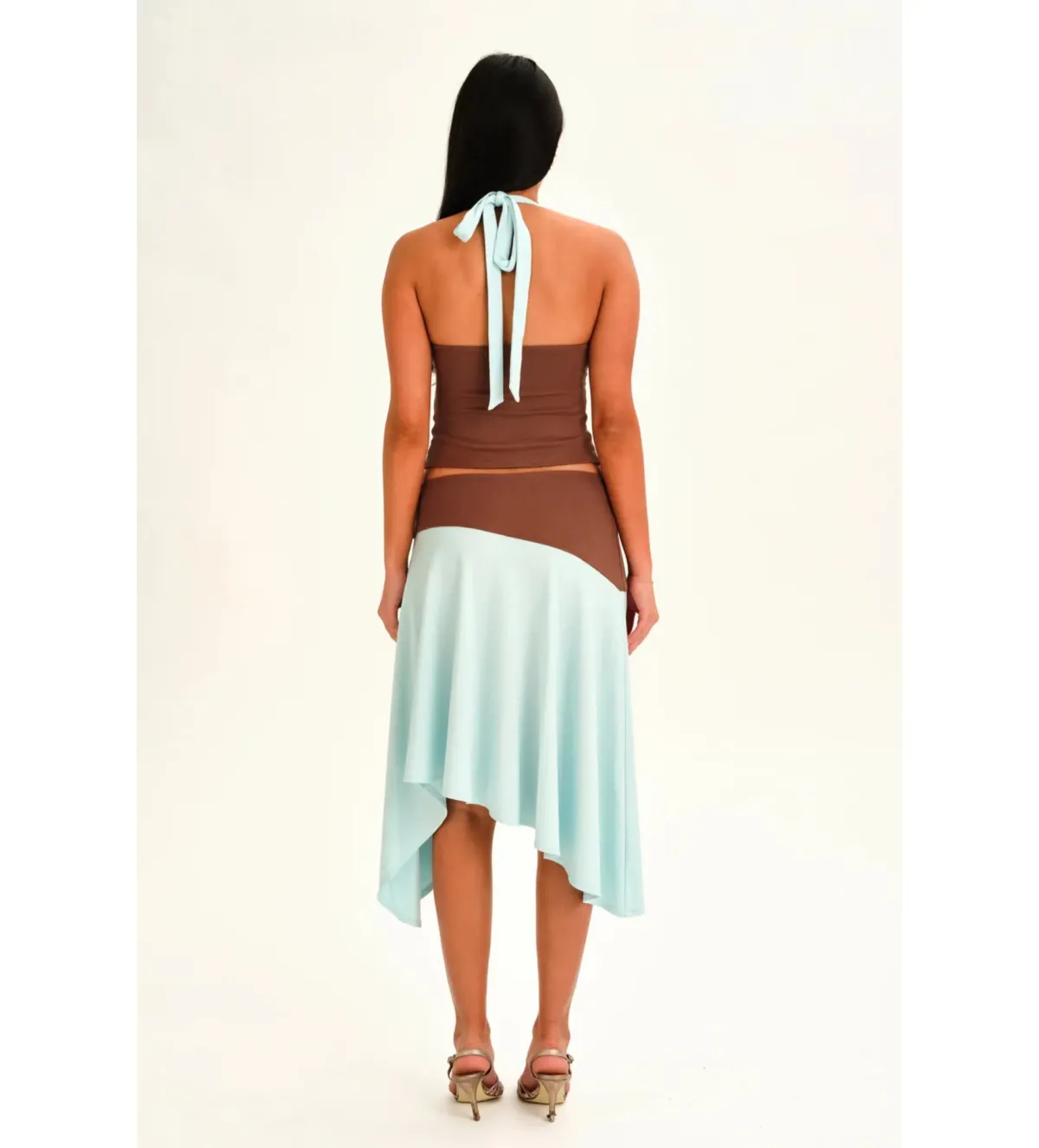 Sabelle Jemima Halter Top and Midi Skirt Set in Sky Size AU8 - Image 3