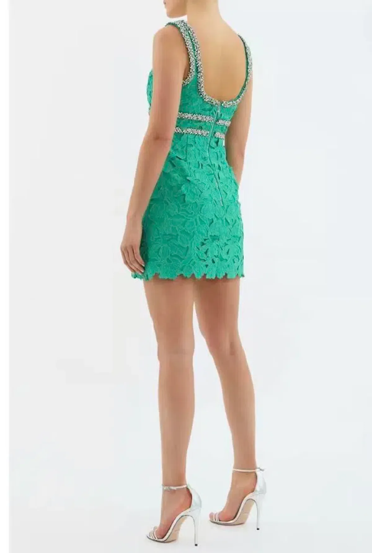 💚 Rebecca Vallance Eden Bow Mini Dress – Emerald Green – Size AU 8 💚 - Image 3