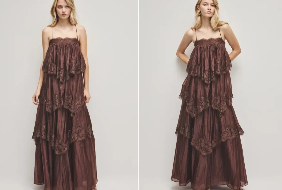 Aje Ophelia Lace Gown in Brown - Image 4